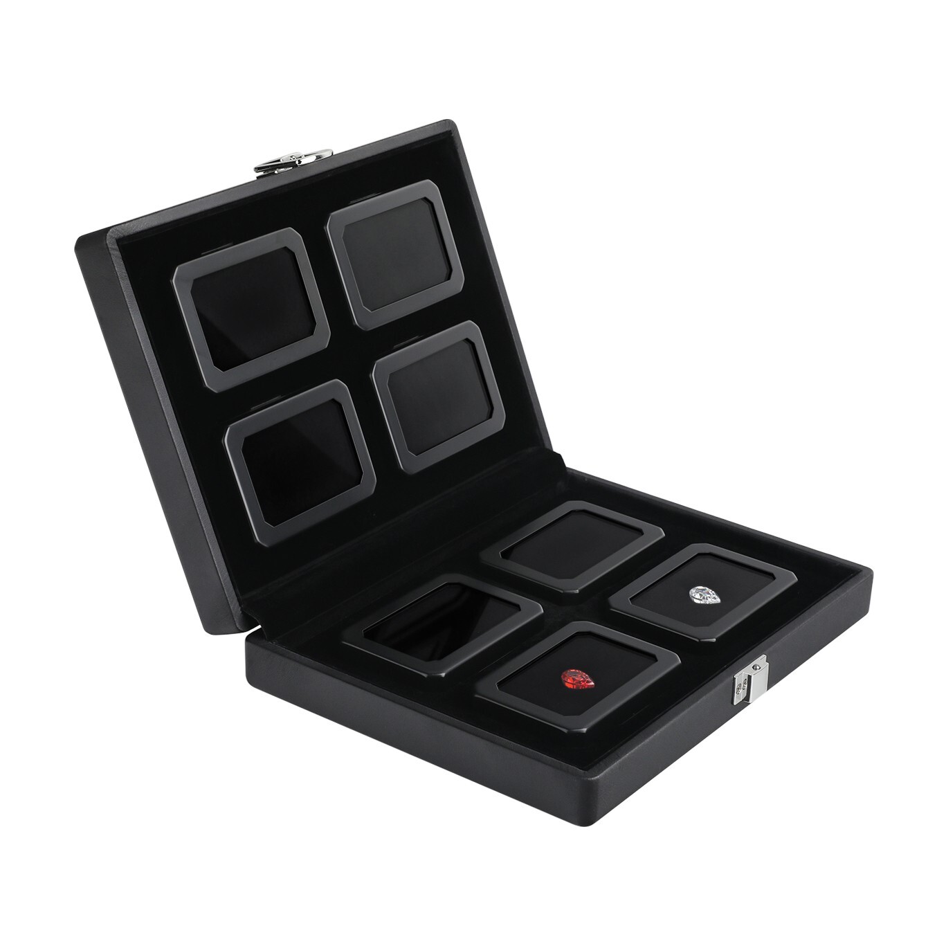 GemTrue Diamond Display Boxes in a Lockable Carry Case Reversible Cushion