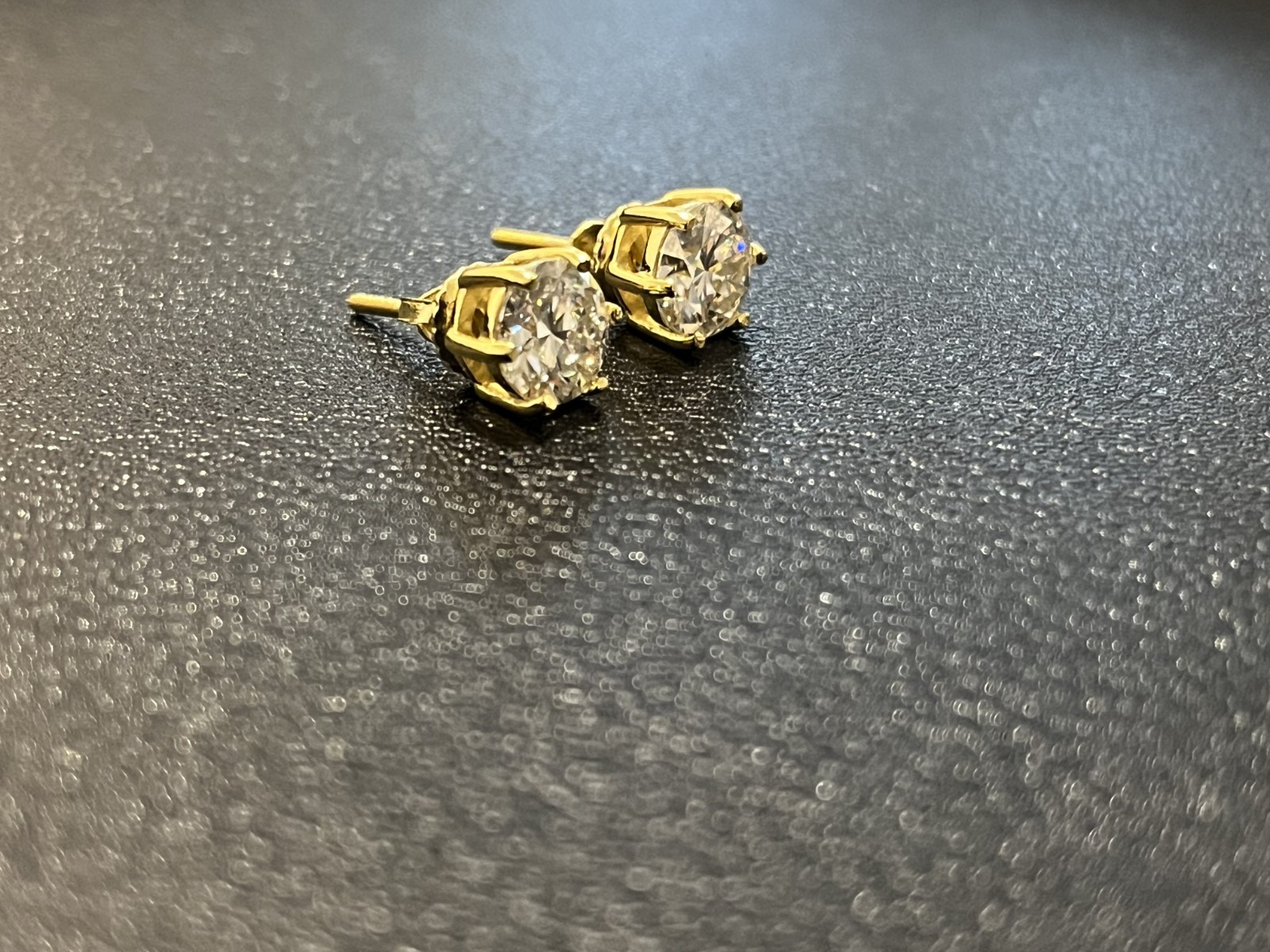 1.00 Ct Flawless D Color Moissanite Earrings 18k Yellow Gold (2.00 Ct Per Pair)