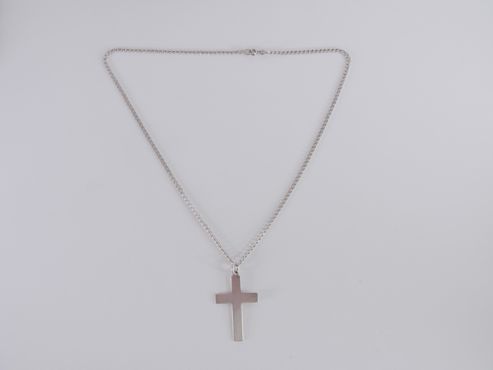 Sterling Silver 925 Cross Pendant Necklace 51cm 11.76g Large Plain Christian