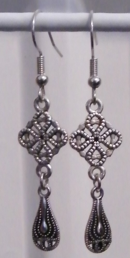 Handmade/Assembled Celtic Knot and Tear Drop Dangle Earrings