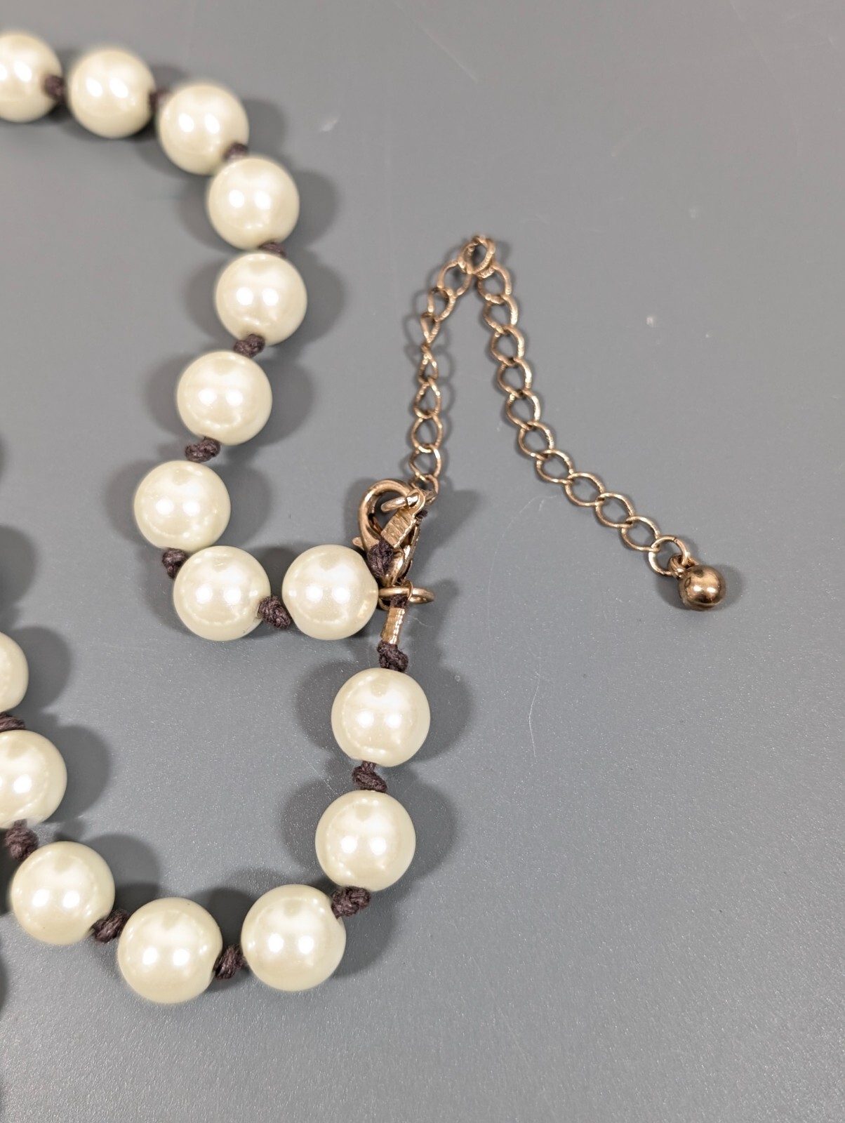 Retro Boho Ivory Color Glass Faux Pearl Brown Tassel Layering Necklace 33 in