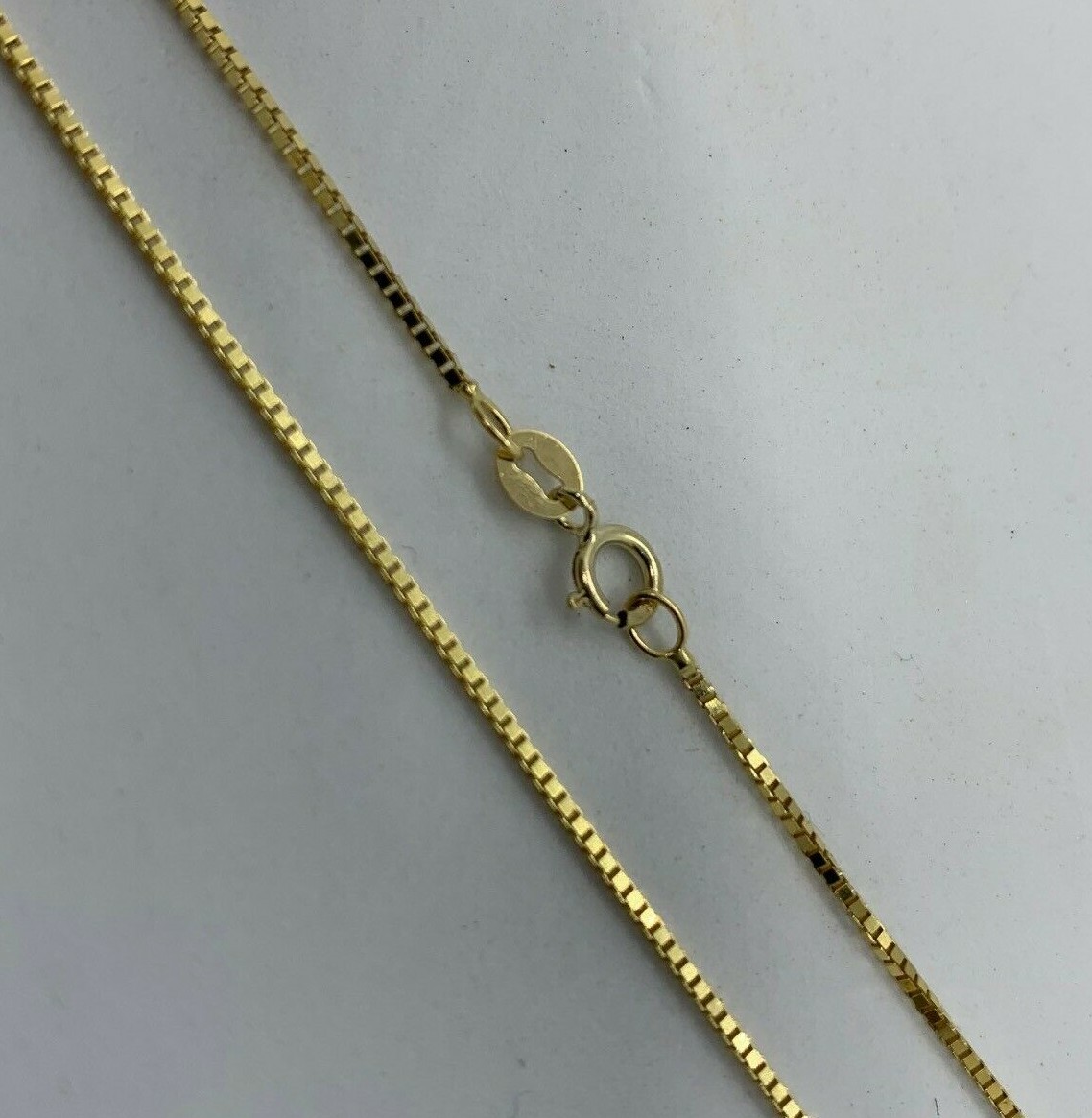 14K Solid Yellow Gold Box Chain Necklace Women’s 1.25mm Length 16″ to 24″