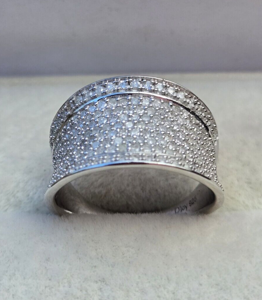 Natural Diamond Pavé Cluster Ring in Platinum Over Sterling Silver 1cttw, Size 6