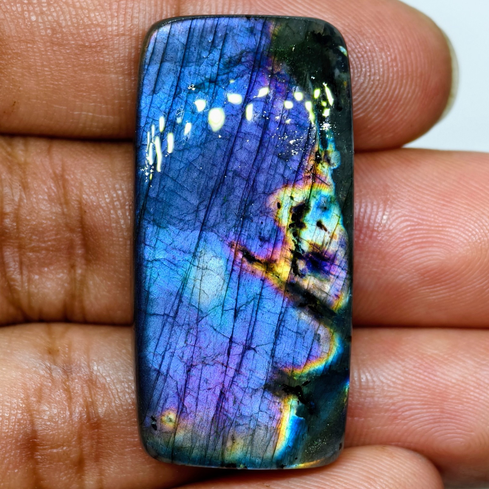 57 Cts Natural Labradorite Cabochon Gemstone For Jewelry 38.9×19.3×6.9 MM