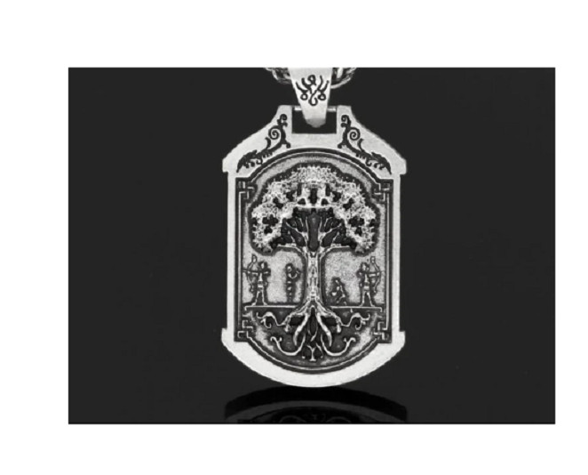 NORSE WOLF CELTIC TREE RUNE pendant 22″ 925 Sterling Silver plate Necklace men