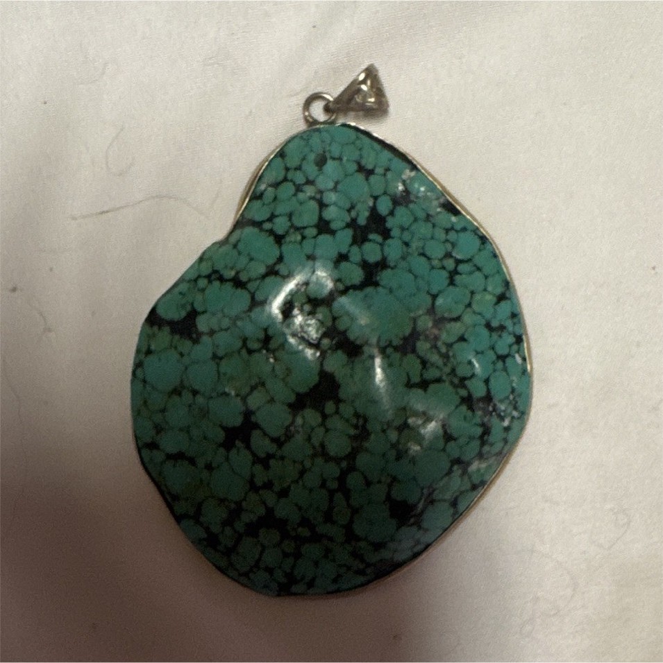 Green Turquoise Stone Pendant Necklace Charm Bezel Set 1 Gemstone Stone Material