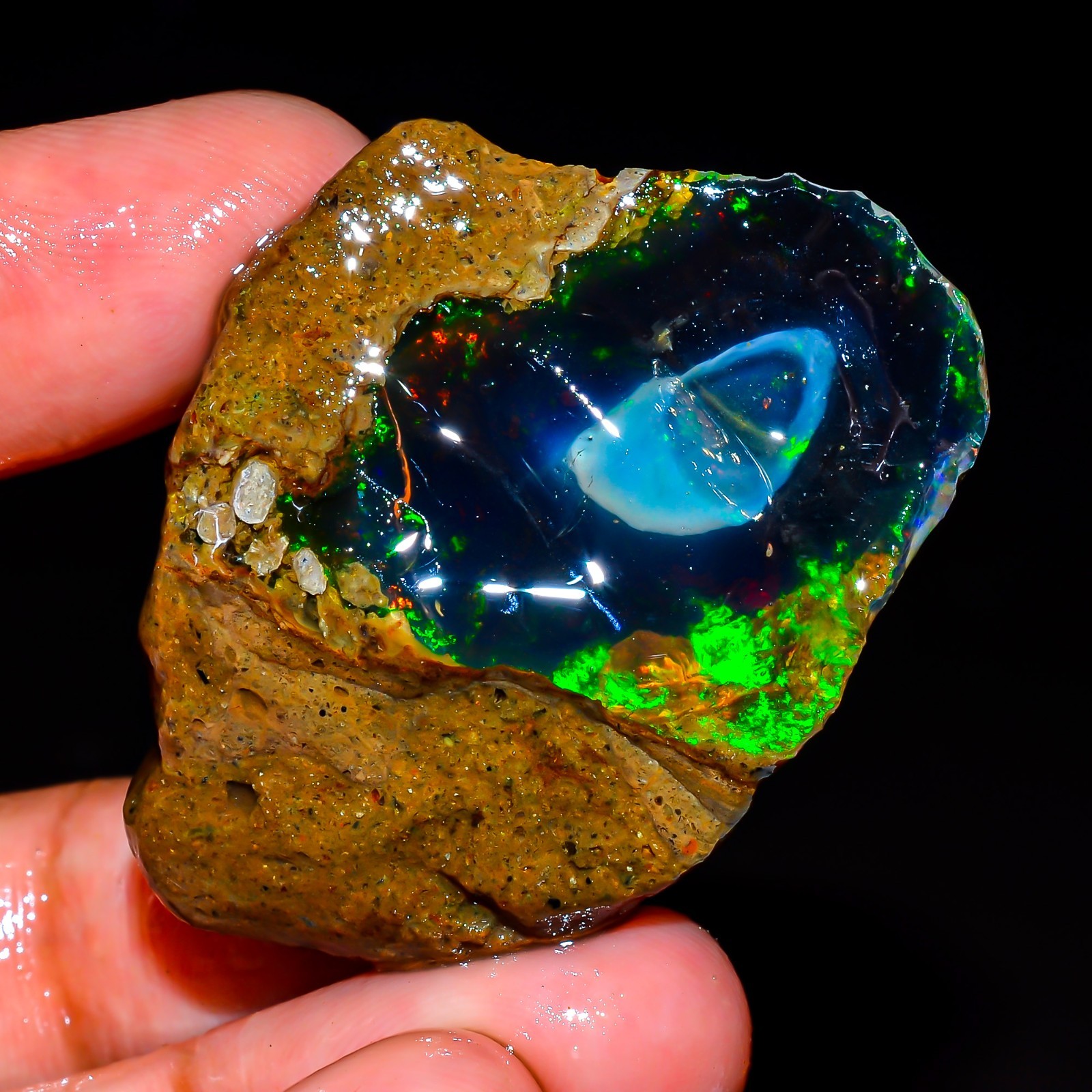 64 Ct Natural Ethiopian Opal Rough, Multi Fire Opal Raw Gemstone Jewelry R 206