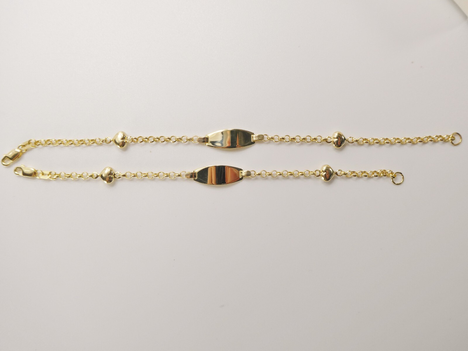 10L REAL SOLID YELLOW GOLD DOUBLE HEART ID BRACELET