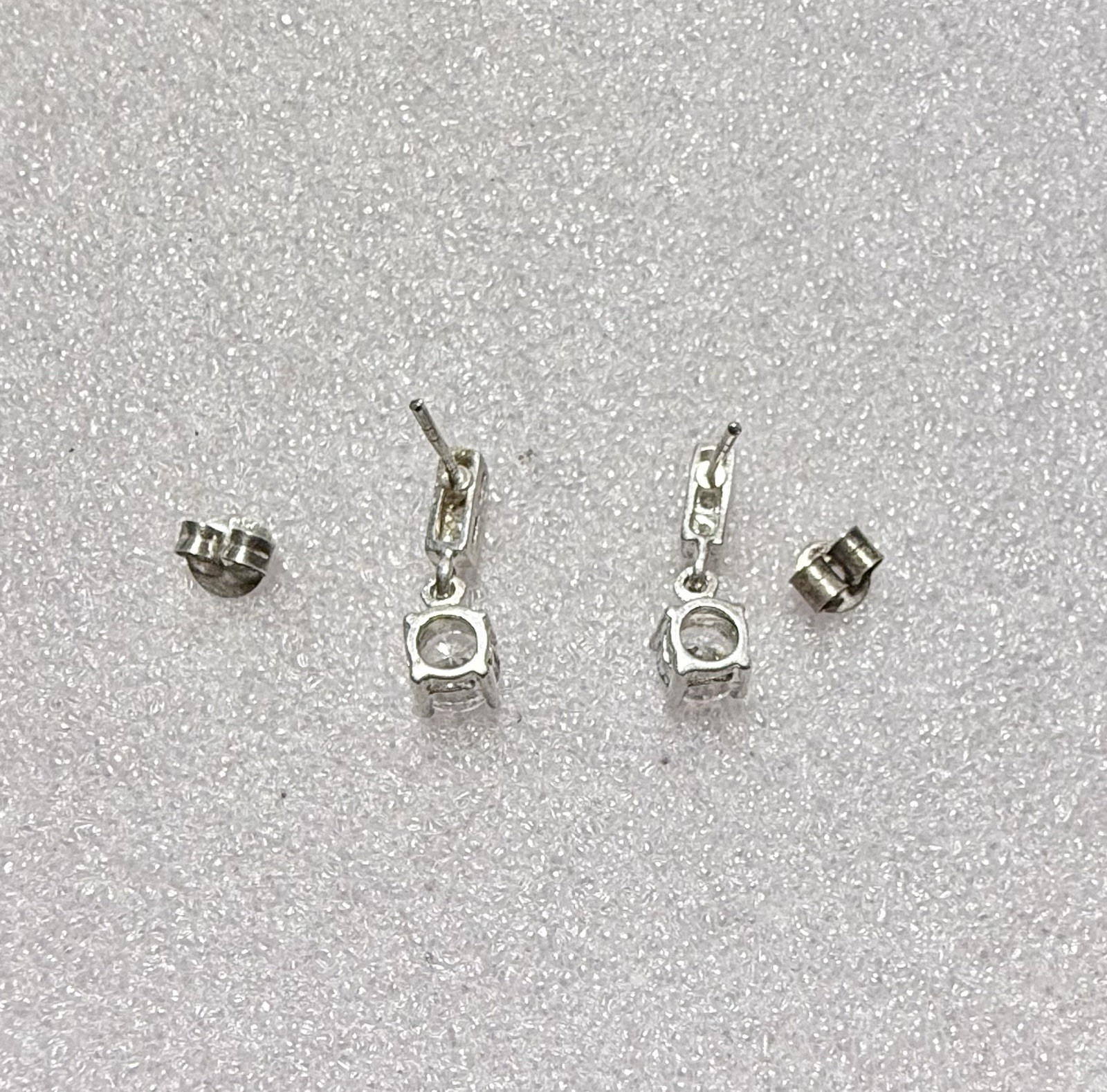 925 Sterling Silver 3/4” Drop Dangle GEM Earrings 3.29g