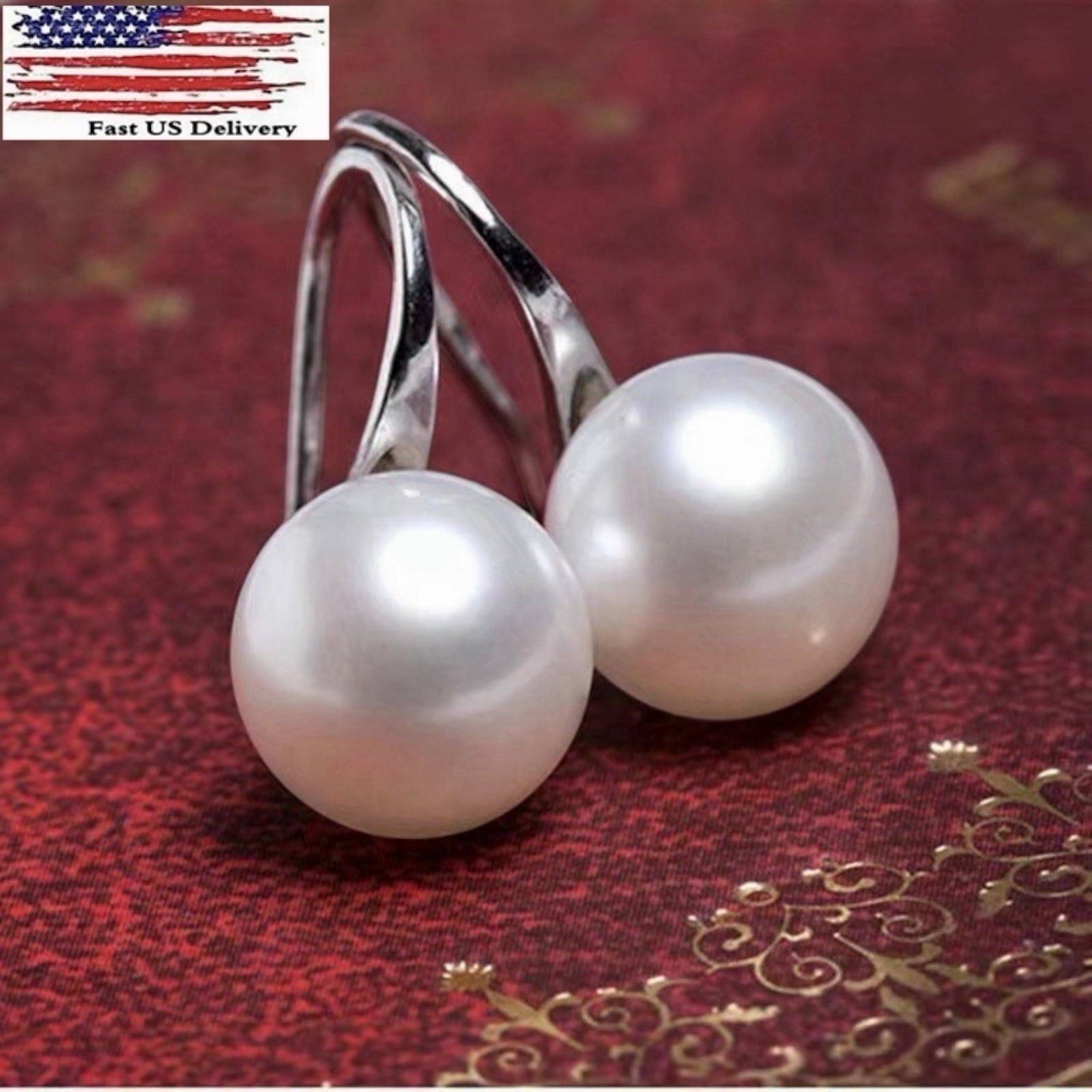 925 Silver Filled Drop Earring Women Jewelry White Pearl Party Earring A36