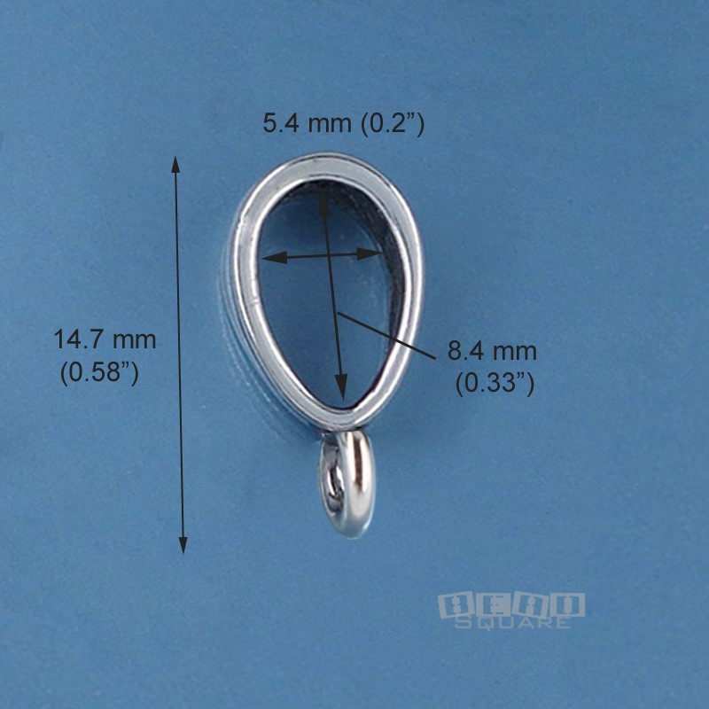 Oxidized Sterling Silver V Pendant Bail Connector w/Open Loop ap. 16mm #33392