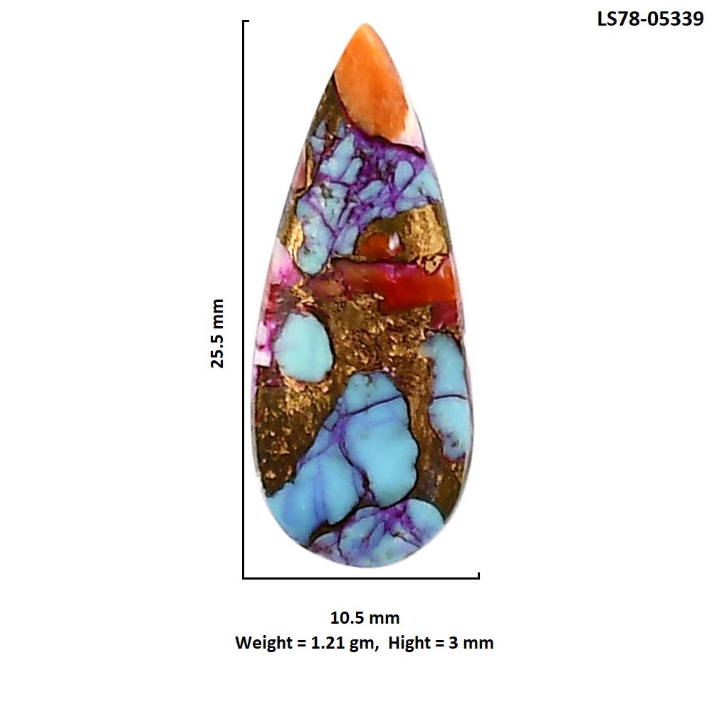 Kingman Orange Dahlia Turquoise 10.5×25.5×3 mm Pear Shape Gemstone LS78-05339