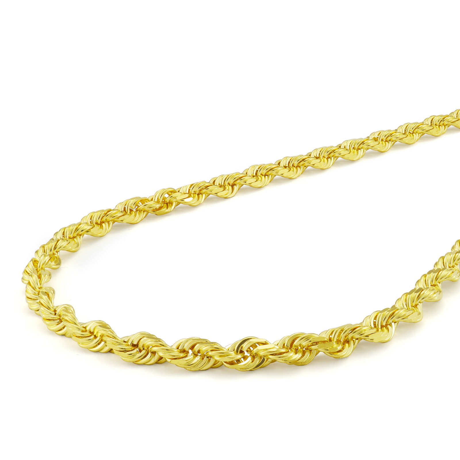 10k Yellow Solid Gold 4mm Mens Diamond Cut Rope Chain Necklace Italian Made 20″
