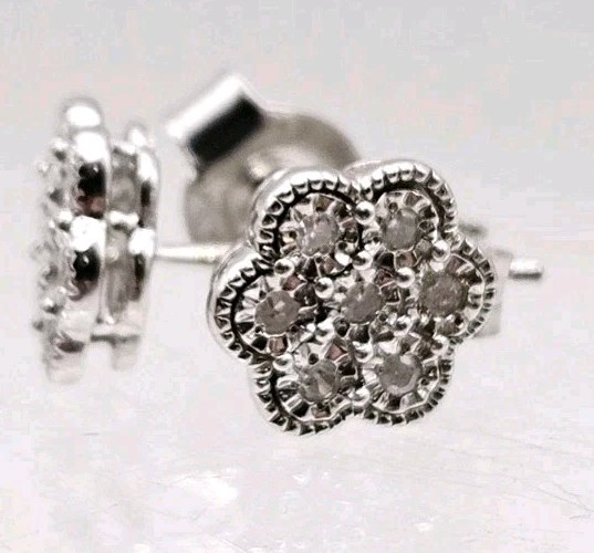 Effy Classic Sterling Silver Natural Diamond Bouquet Stud Earrings