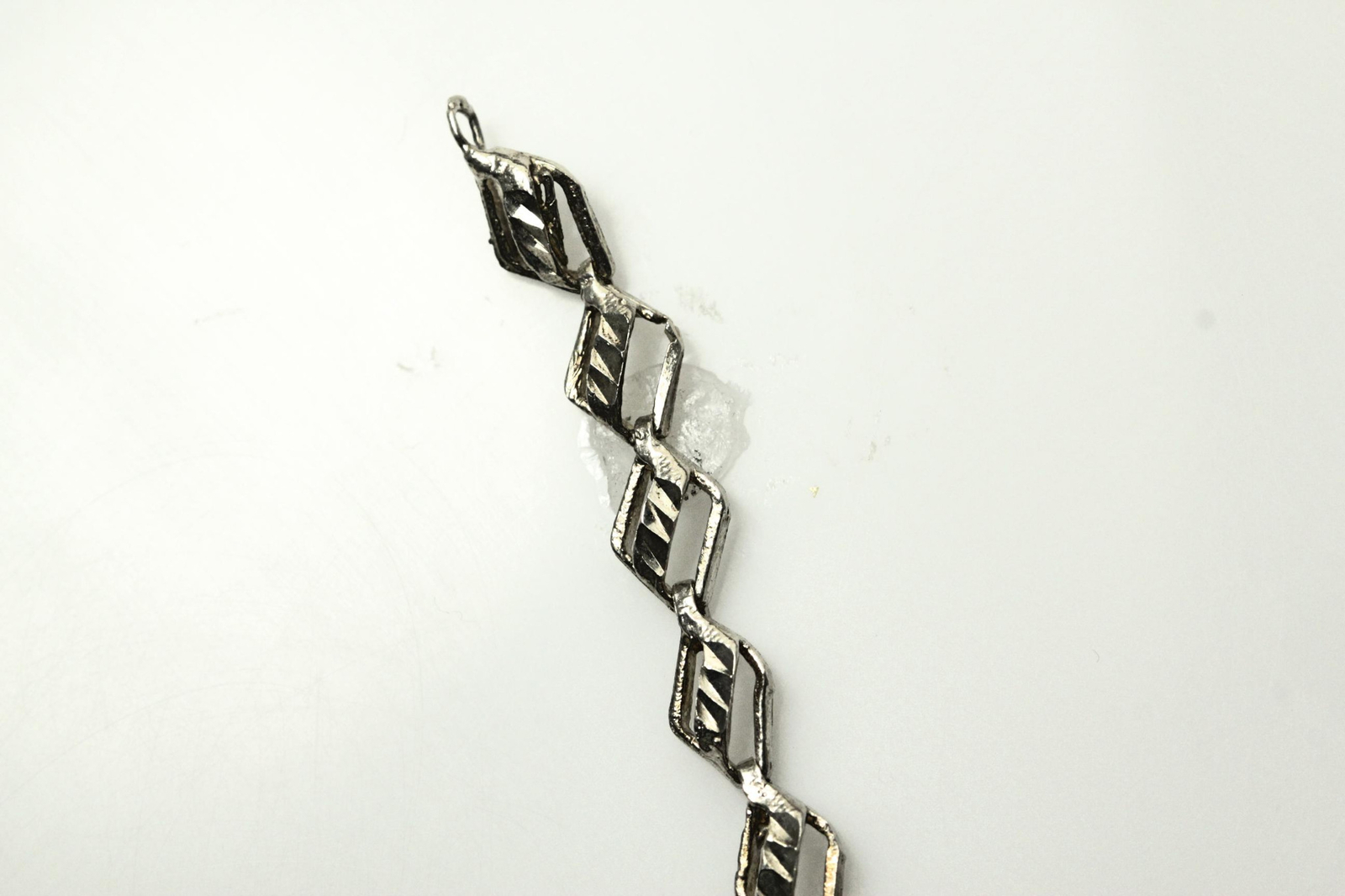 925 Sterling Silver 7.5″ Diamond Cut Kite Shaped Link Bracelet (BR3796)