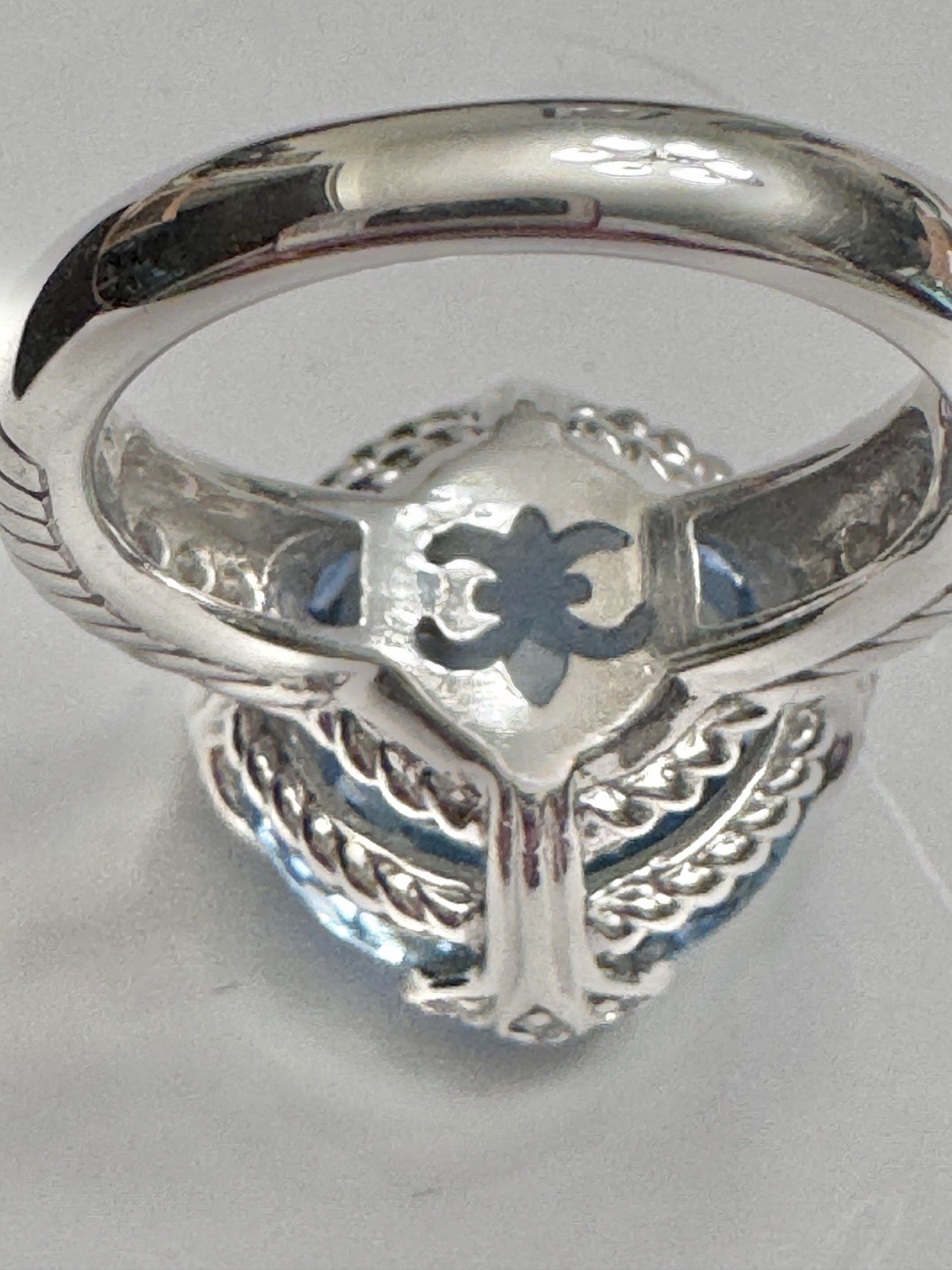 JUDITH RIPKA 15ct Lab Created Aqua/Teal Spinel 925 Sterling Ring Sz 8.5 NEW