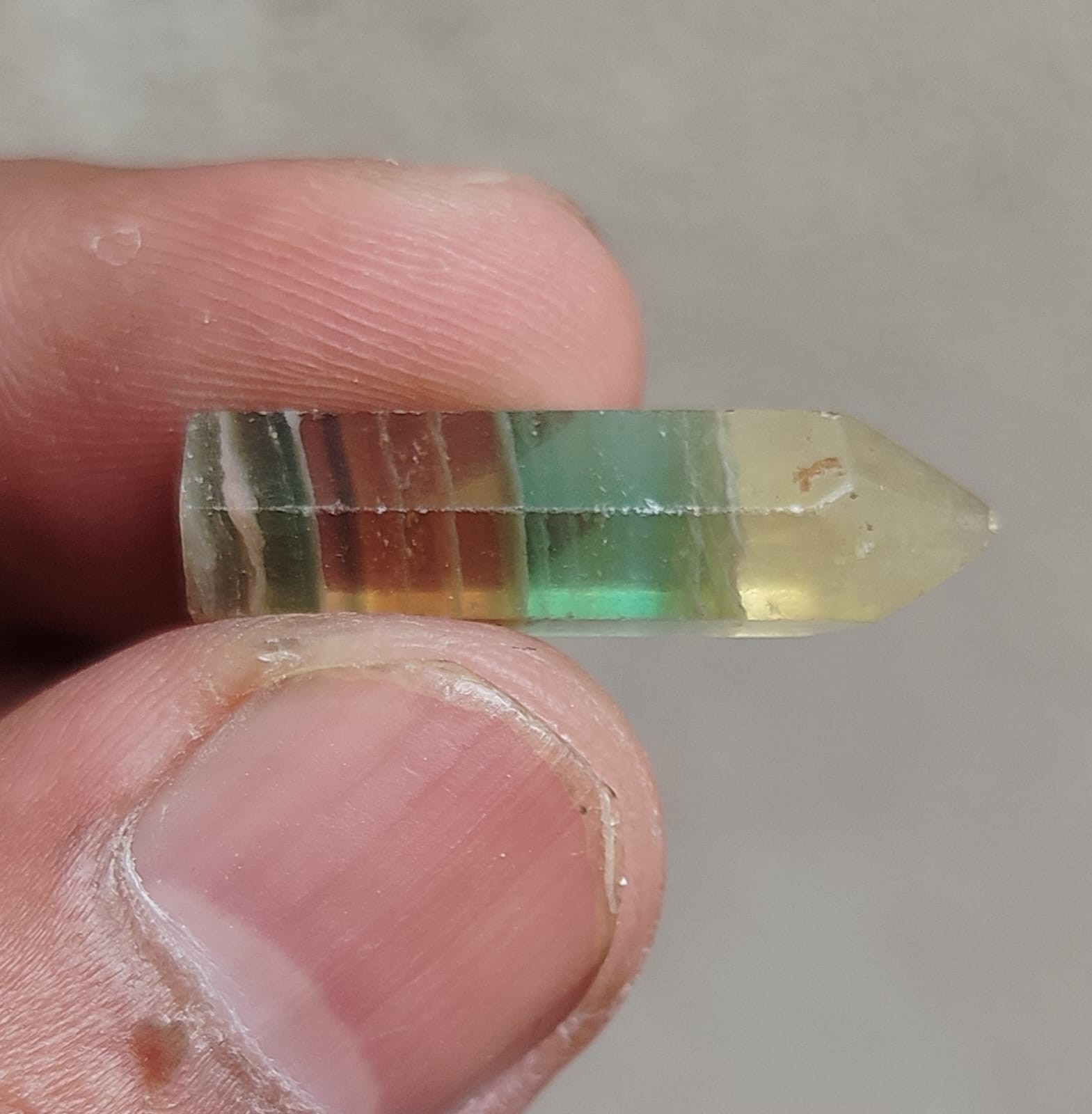 Natural Rainbow Fluorite Cabochon, Terminated Pencil Shape Healing Crystal