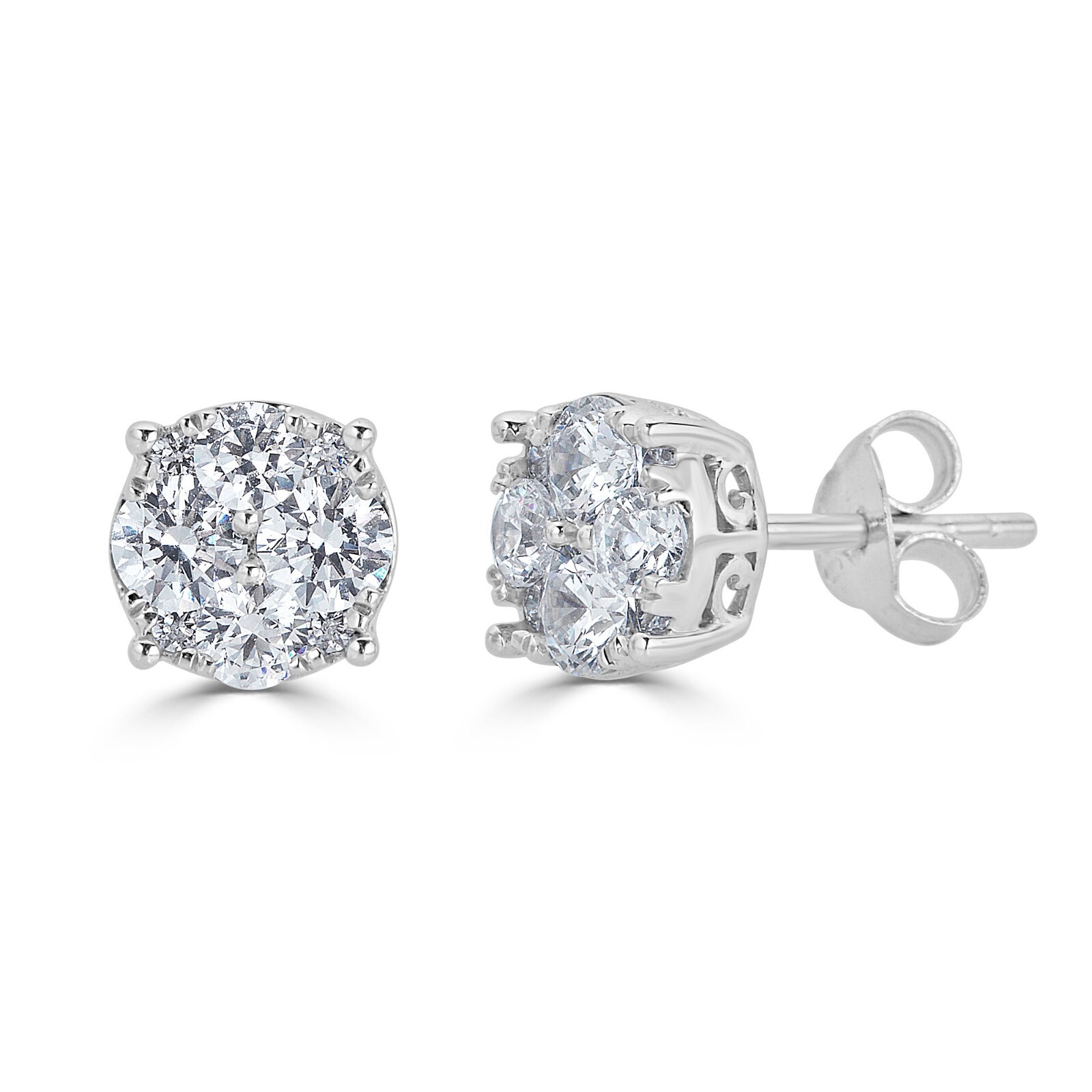 1/4-1.00 Ct Women Round Lab Grown Diamond Stud Earrings Set in 925 Sterling Silv