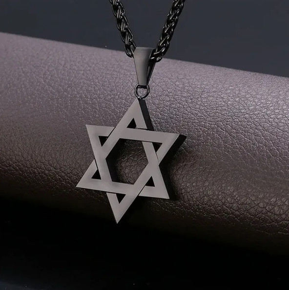 Black Jewish Star of David Necklace