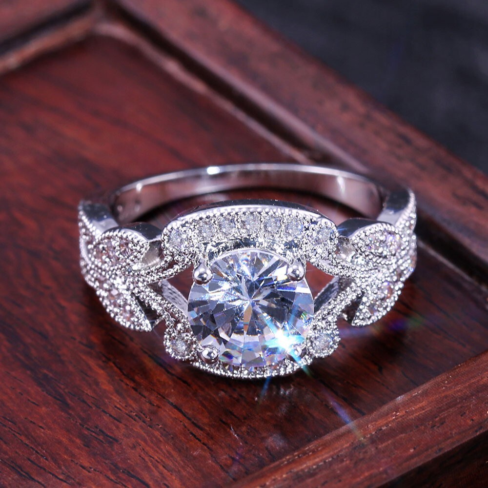 Authentic Vintage Style Engagement Ring Silver Plated 1.95 CT Simulated Diamond