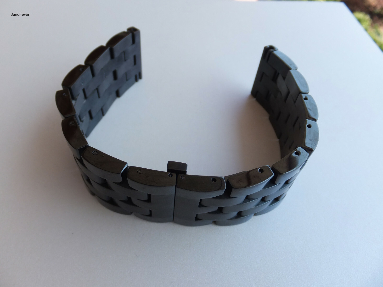 18mm Black SOLID Butterfly Clasp Buckle PVD Stainless Steel Watch Band Bracelet