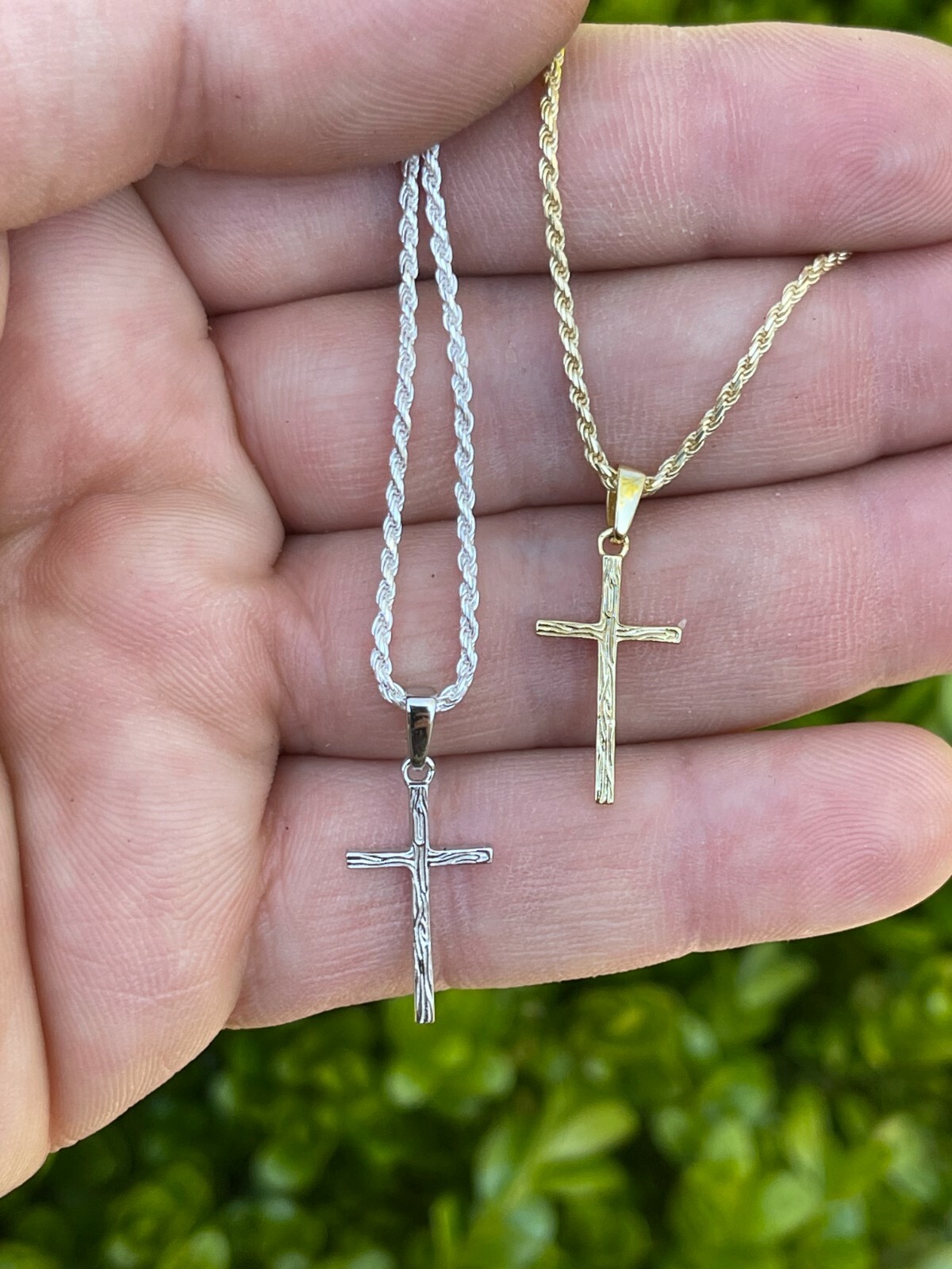 Small 0.75″ Plain Cross Pendant Solid 925 Sterling Silver / 14k Gold Plated