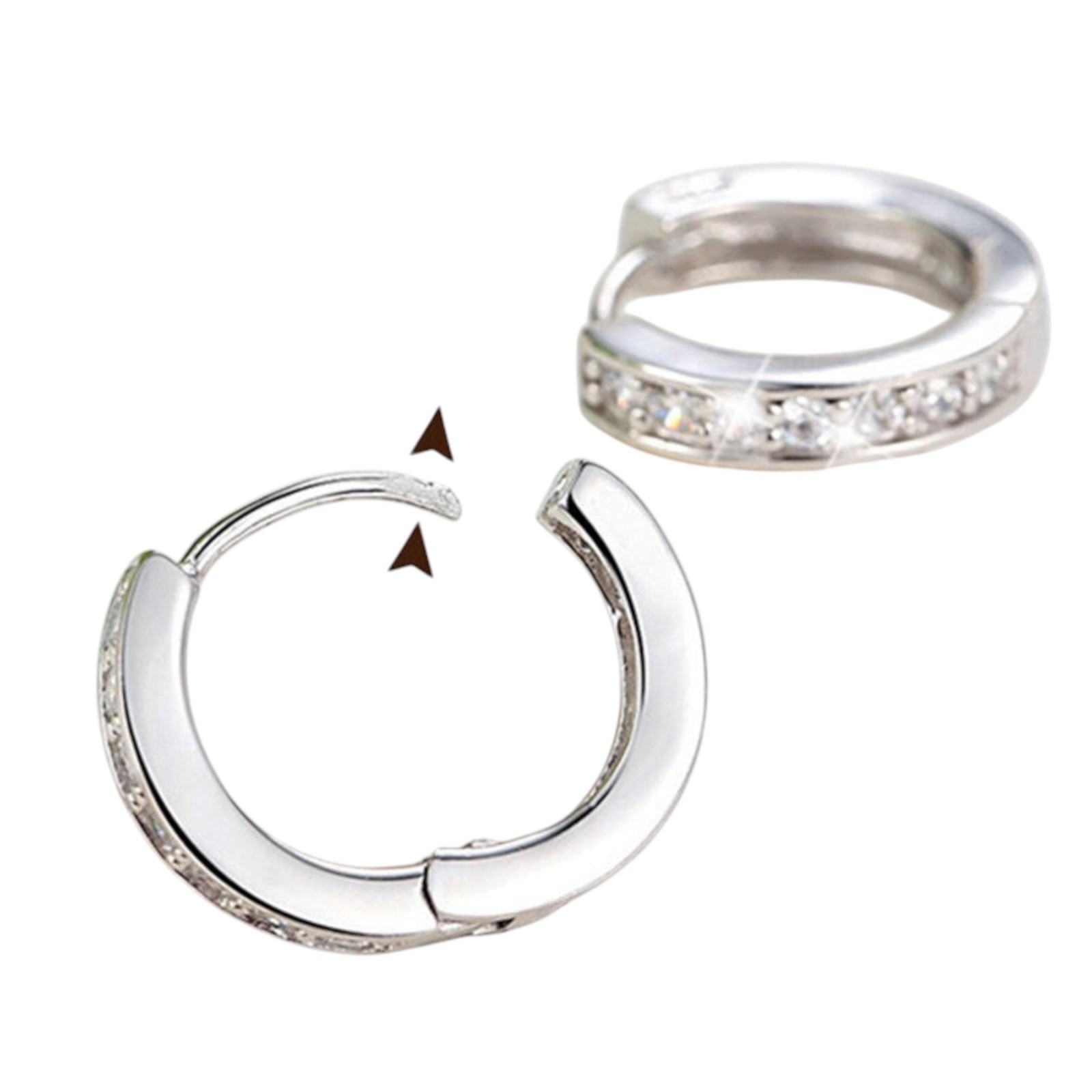 Elegant 925 Silver Filled Hoop Earring Women Cubic Zircon Jewelry Gift Pair B11