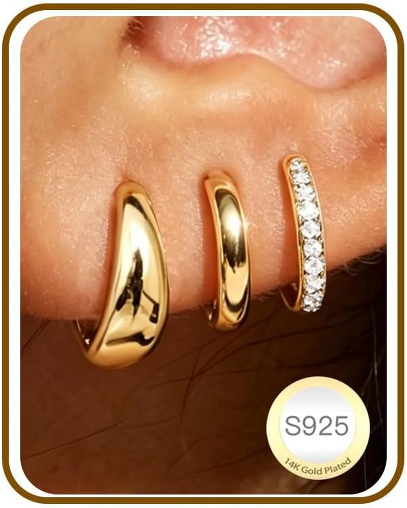 Jewelry for Her Gift 3 Pairs 925 Sterling Silver Earrings for Women Non Tarnish