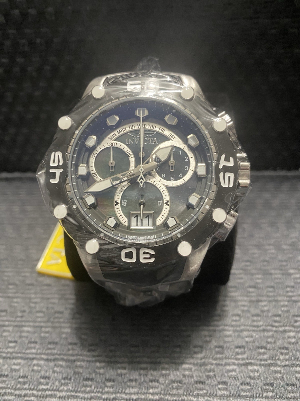 Invicta 48.5mm Subaqua Noma Vlll Swiss Quartz, Black Mop Dial Watch, Model#47291
