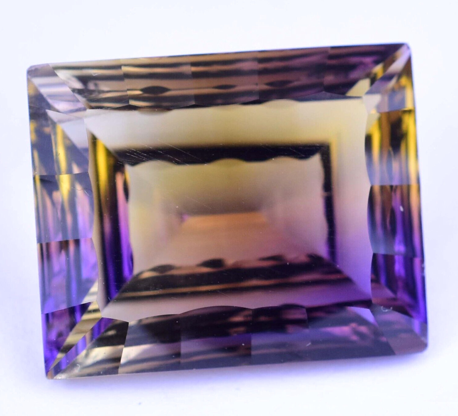 Untreated Natural Bi-Color Ametrine 22.20 Ct Square Emerald Certified Gemstone