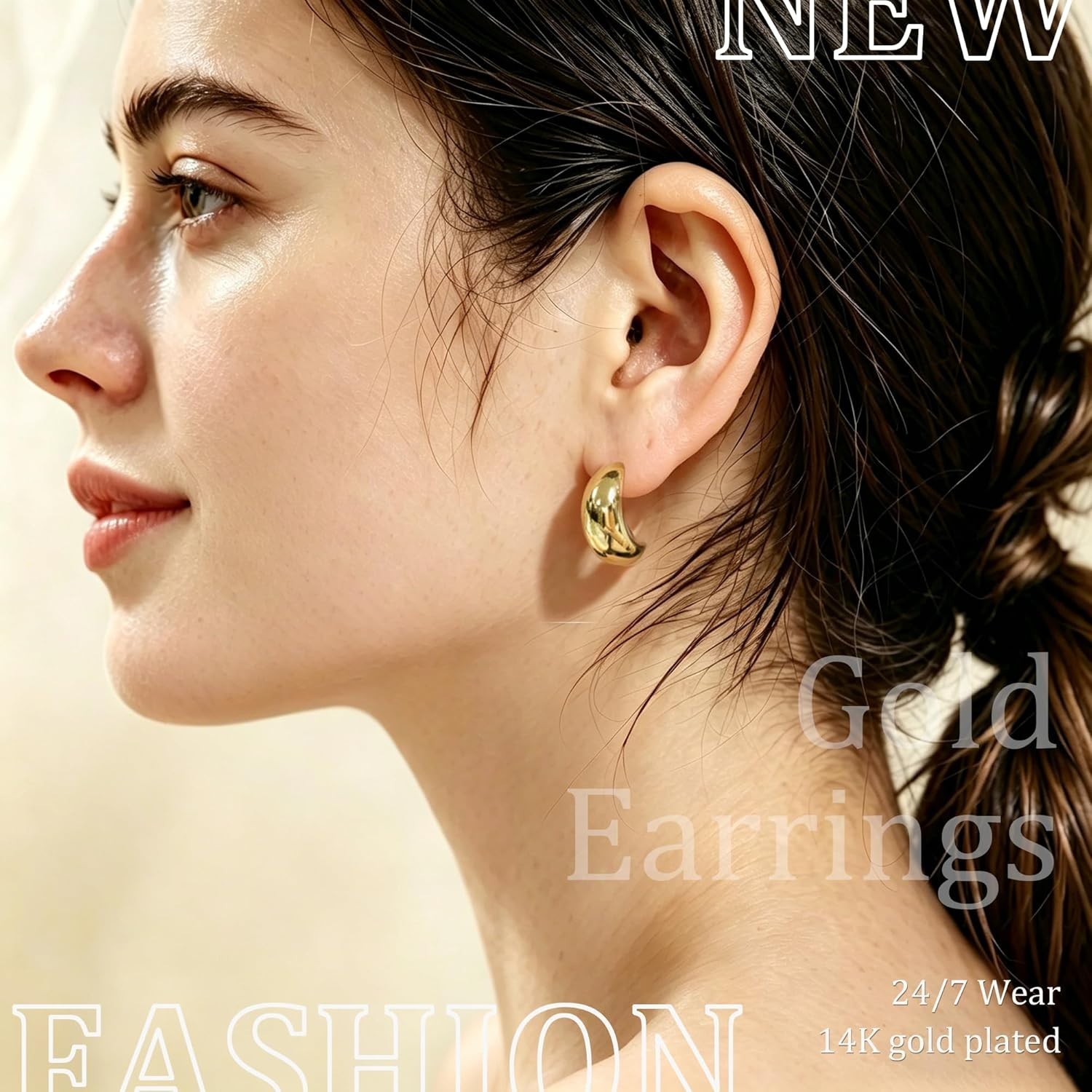6 Pairs Women’s Gold Hoop Earrings Set – Gift Box Included