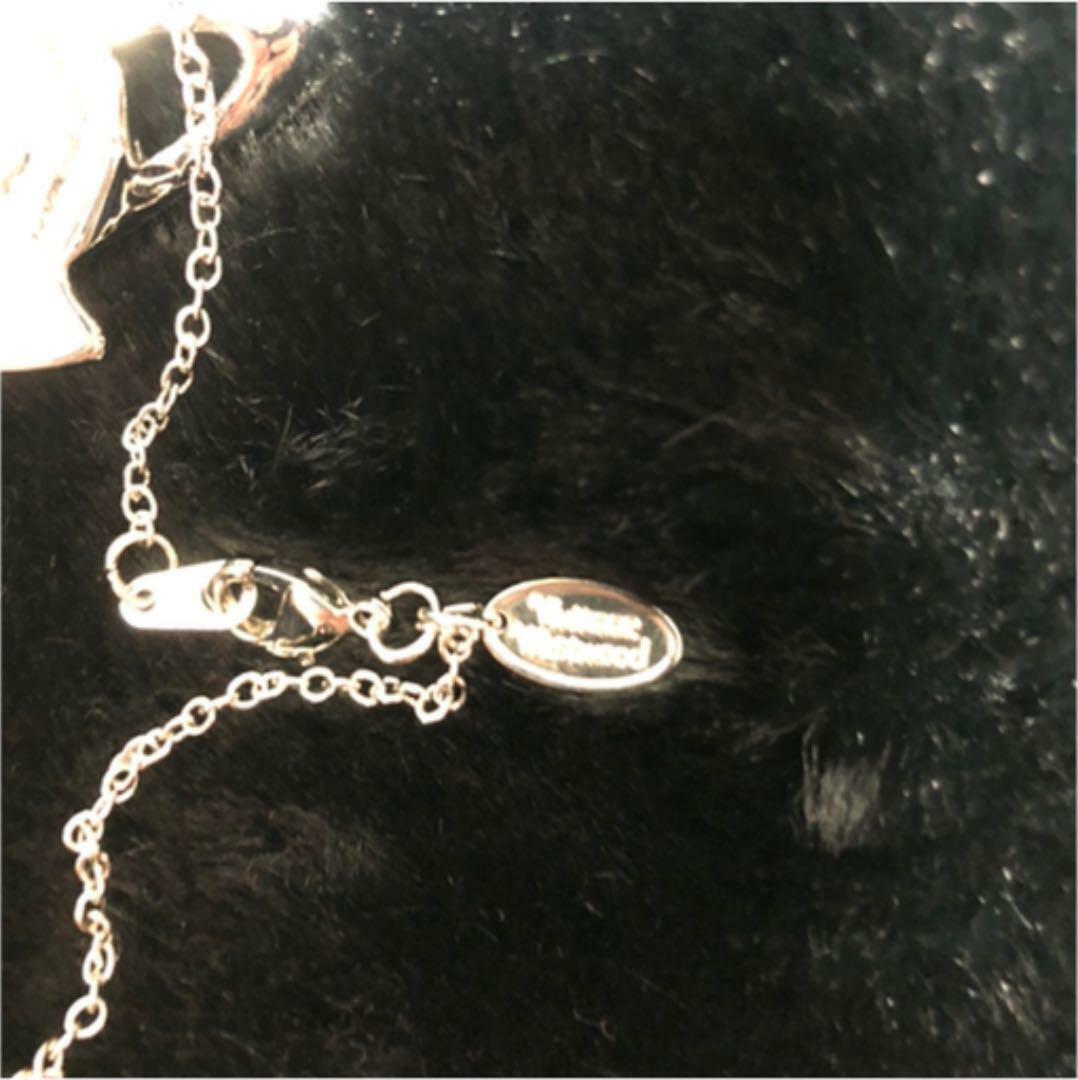 Vivienne Westwood Red Diamante Heart Necklace Silver Near Mint
