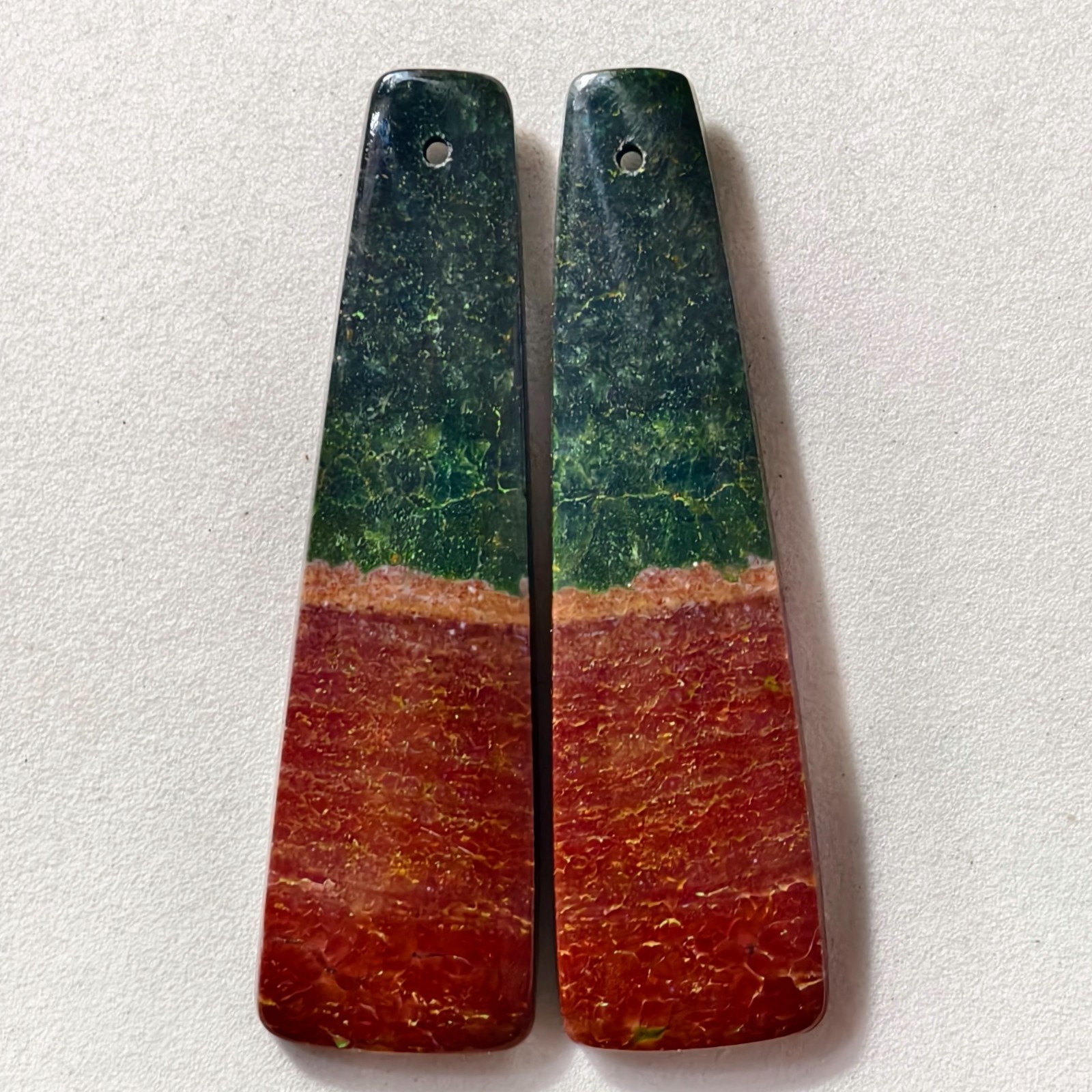 34 Cts Natural Ocean Jasper Drilled Match Pair Cabochon Gemstone 44.5 X 12.3 MM
