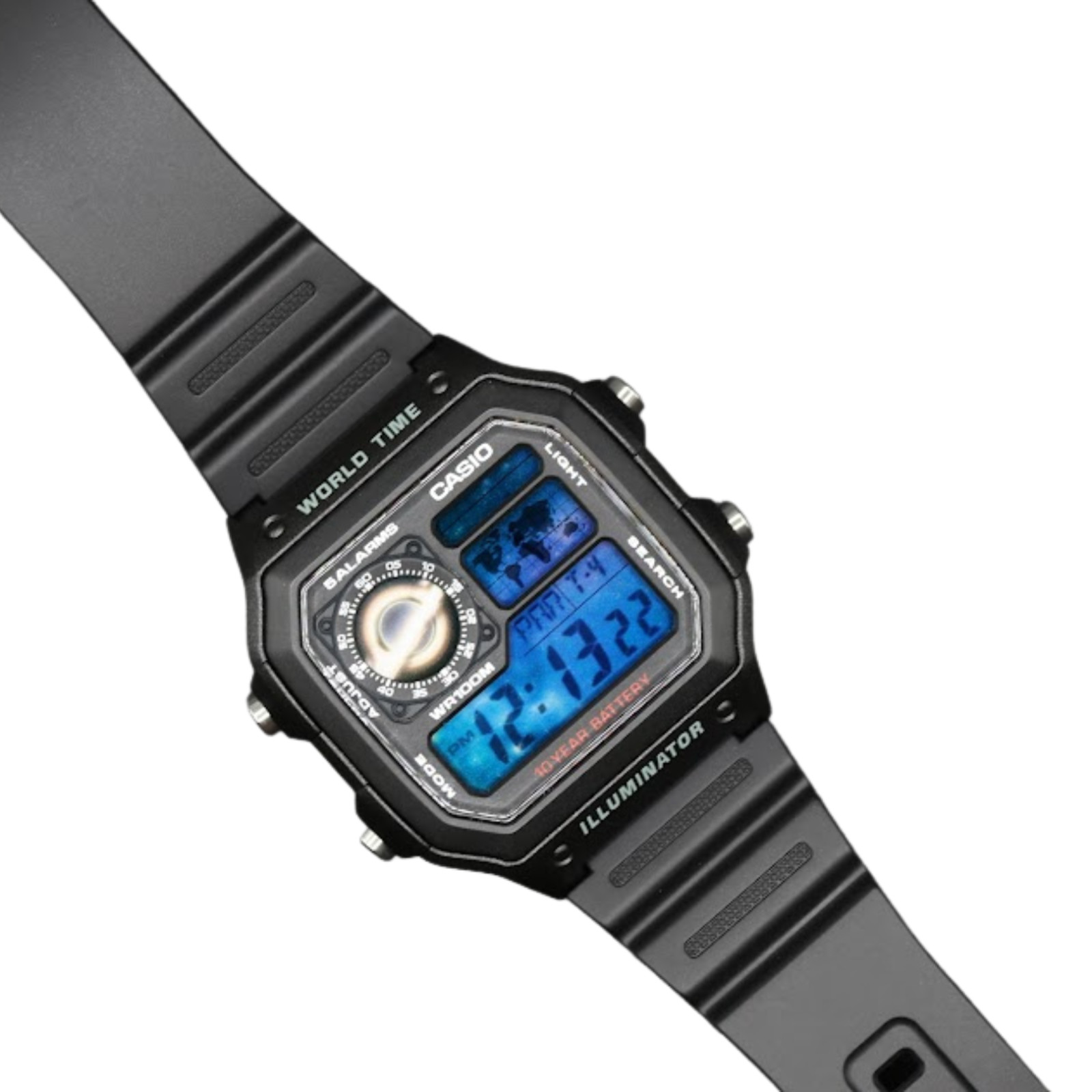 CASIO AE-1200WHD Royale World Time Watch Mod Interstellar Black Hole Display