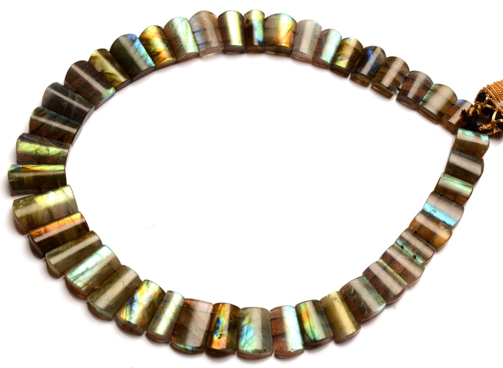 Rainbow Fire Labradorite 11-20mm Faceted Cut Beads Adjustable Length Necklace