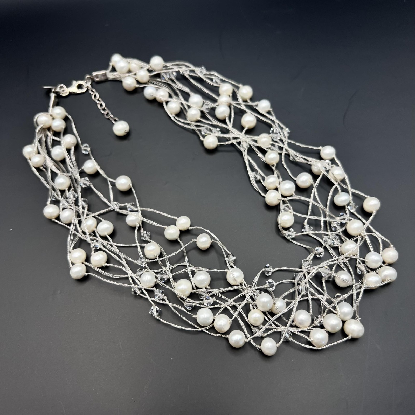 S&S Disigner Vintage Sterling Silver 925 Necklace Jewelry Mother of Pearl 33 gr