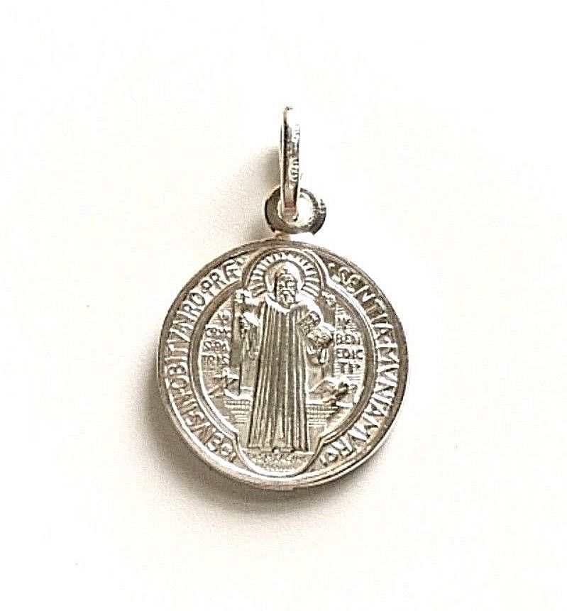 925 STERLING SILVER SAINT BENEDICT PENDANT/PLATA MEDALLA DE SAN BENITO-15mm #1