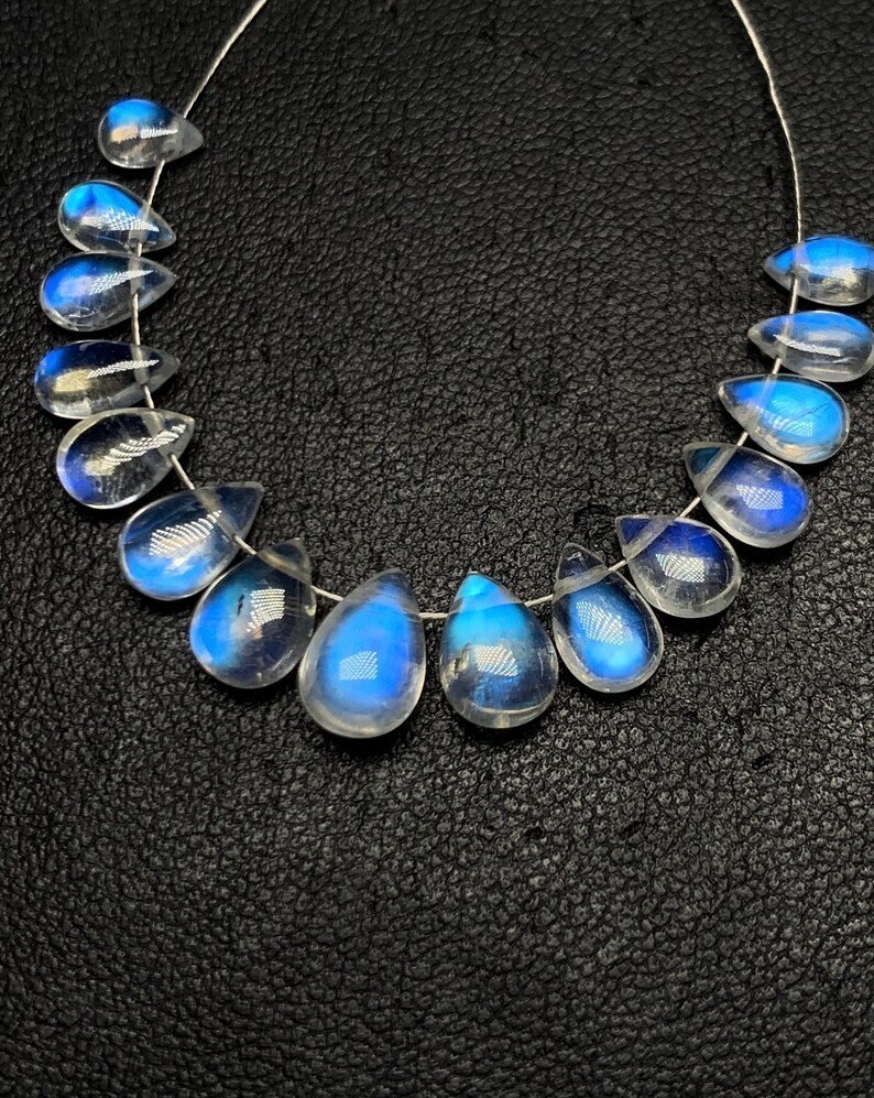AAAAAA Rainbow Moonstone Gorgeous Blue Fire Briolettes,Pear size 4×6 to 6×9.50