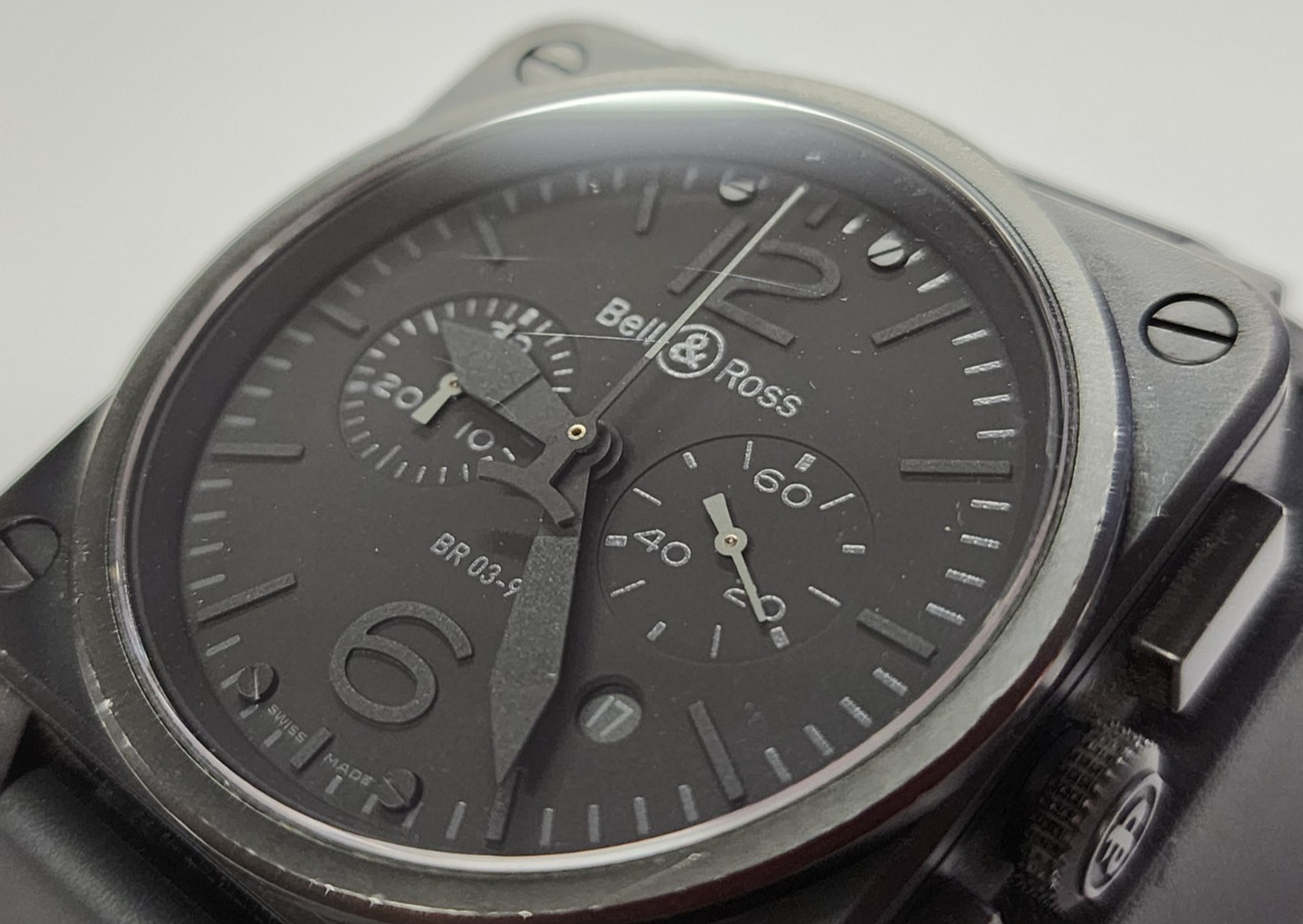 Bell & Ross BR 03-94 Phantom All Black Chronograph Automatic Aviator Watch 42mm