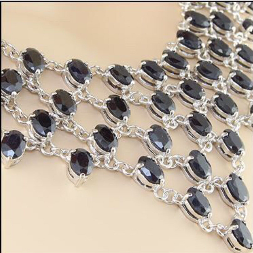 Womens White Gold Rhodium Finish 17 Inch Saphire Designer Necklace
