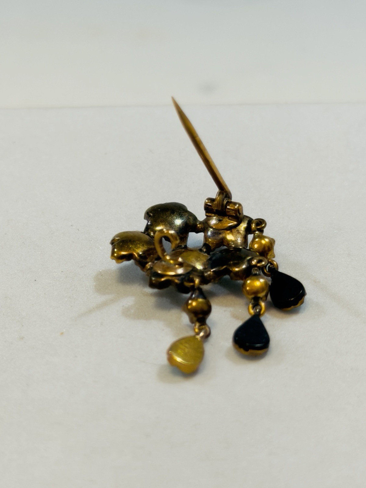 Antique Victorian 14k Gold Turquoise Seed Pearl Brooch 1 1/8”