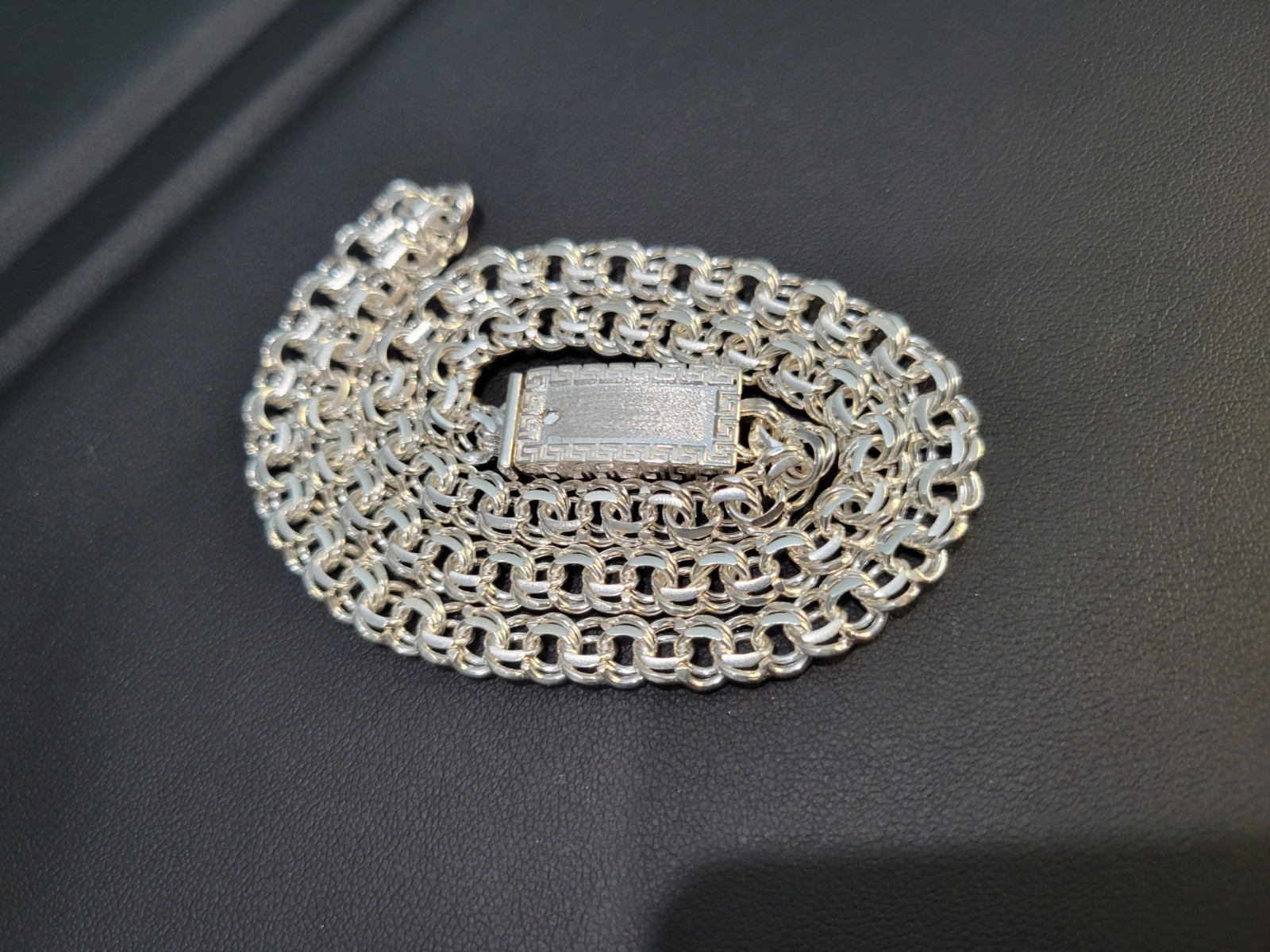 925 sterling silver Chino Link Greek Simple Lock Chain 18″ 6mm Plata Cadena