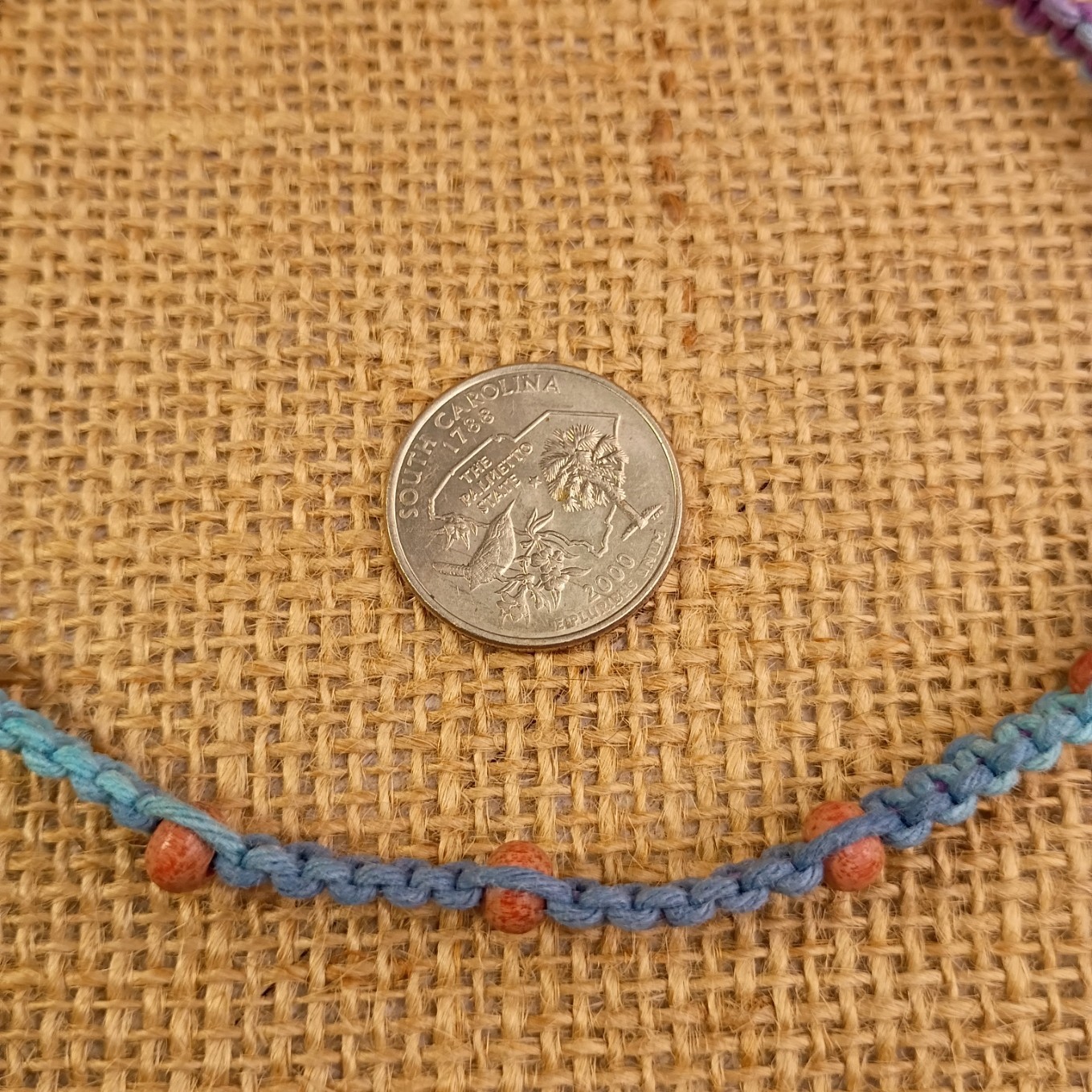 New Hemp Choker Necklace W/ Tiny Wood Beads 14-18 in Macrame Minimalist Handmade