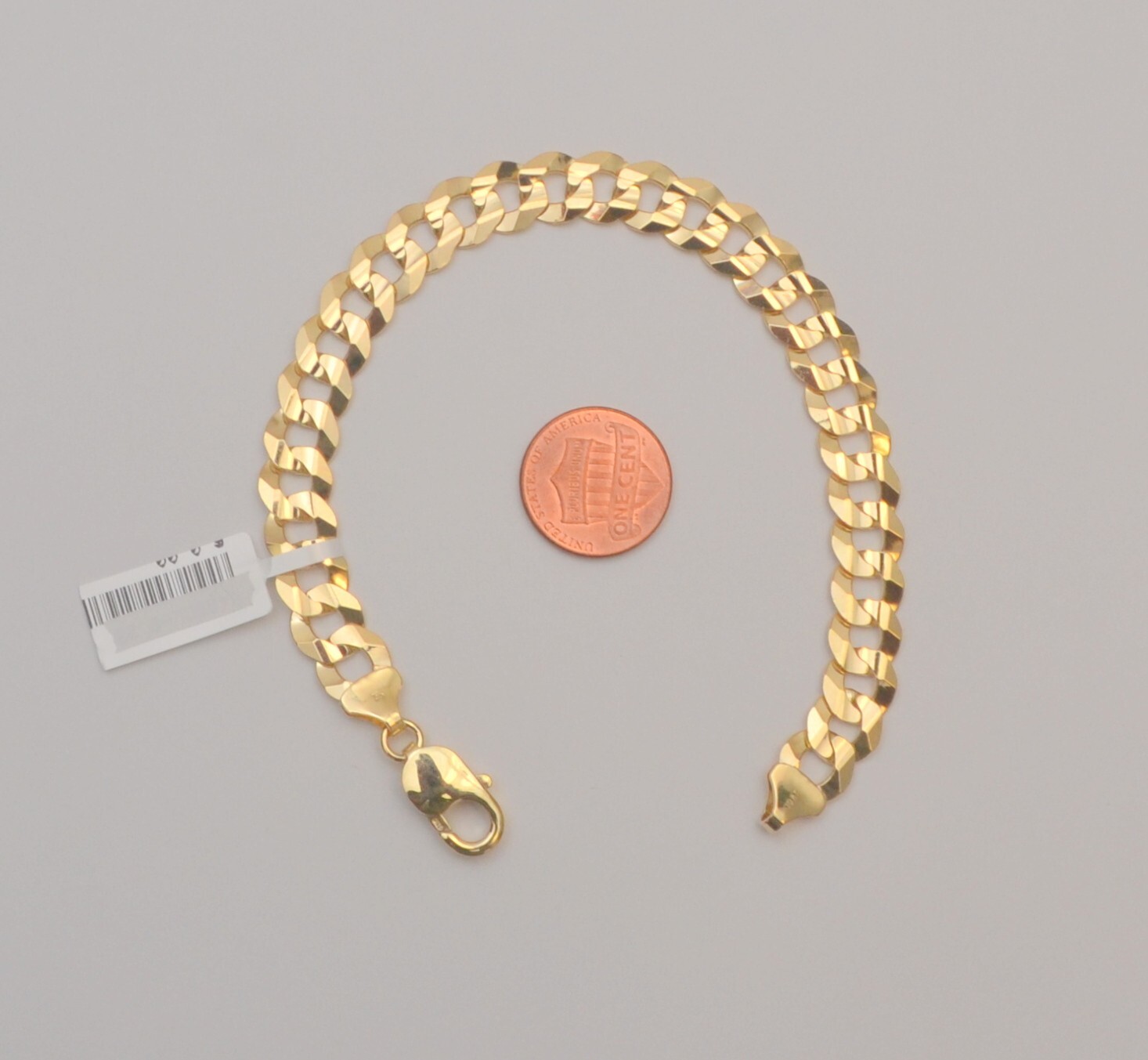 Gold chain 10k solid yellow cuban curb link bracelet 8.25 in 9.3 mm 16.8 gr
