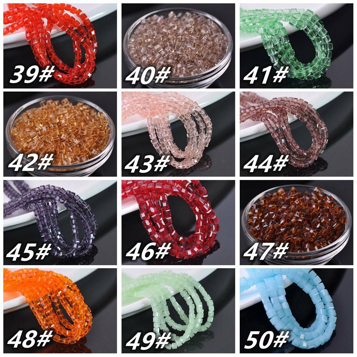 100pcs 4mm Small Cube Square Faceted Crystal Glass Loose Crafts Spacer Beads lot