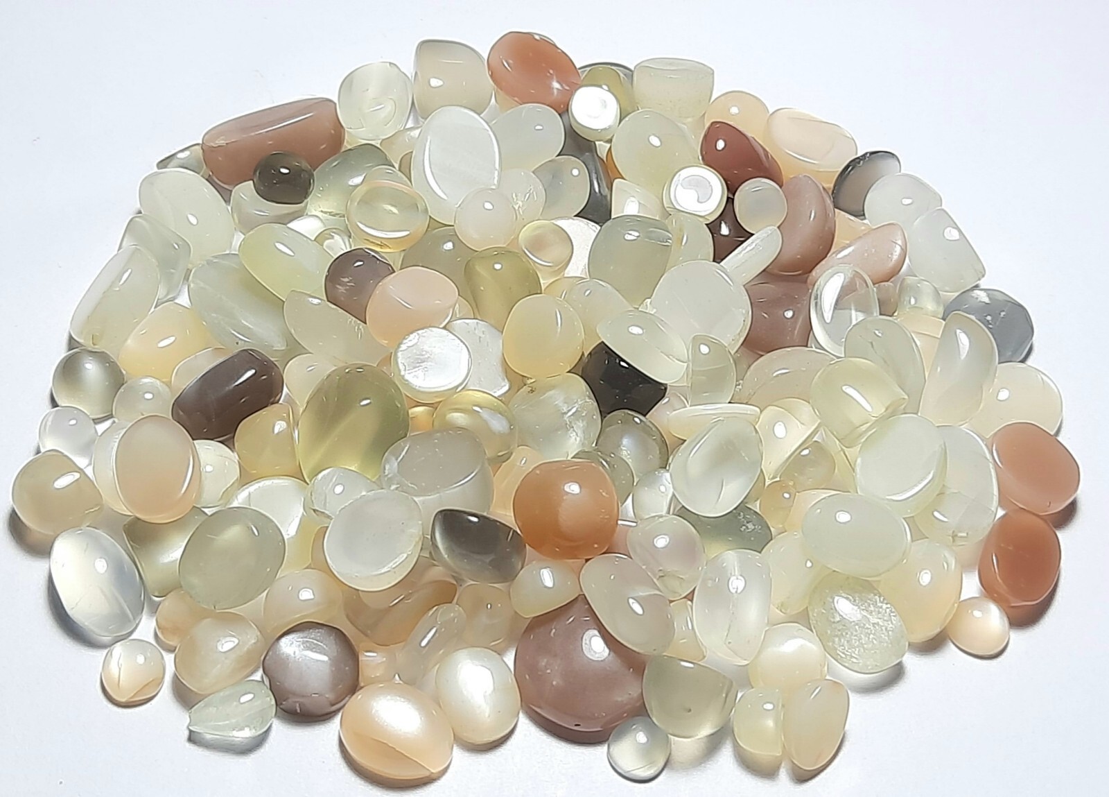 White Grey Peach Chocolate Moonstone Mix 100 Carat Lot Cabochon Free Shipping