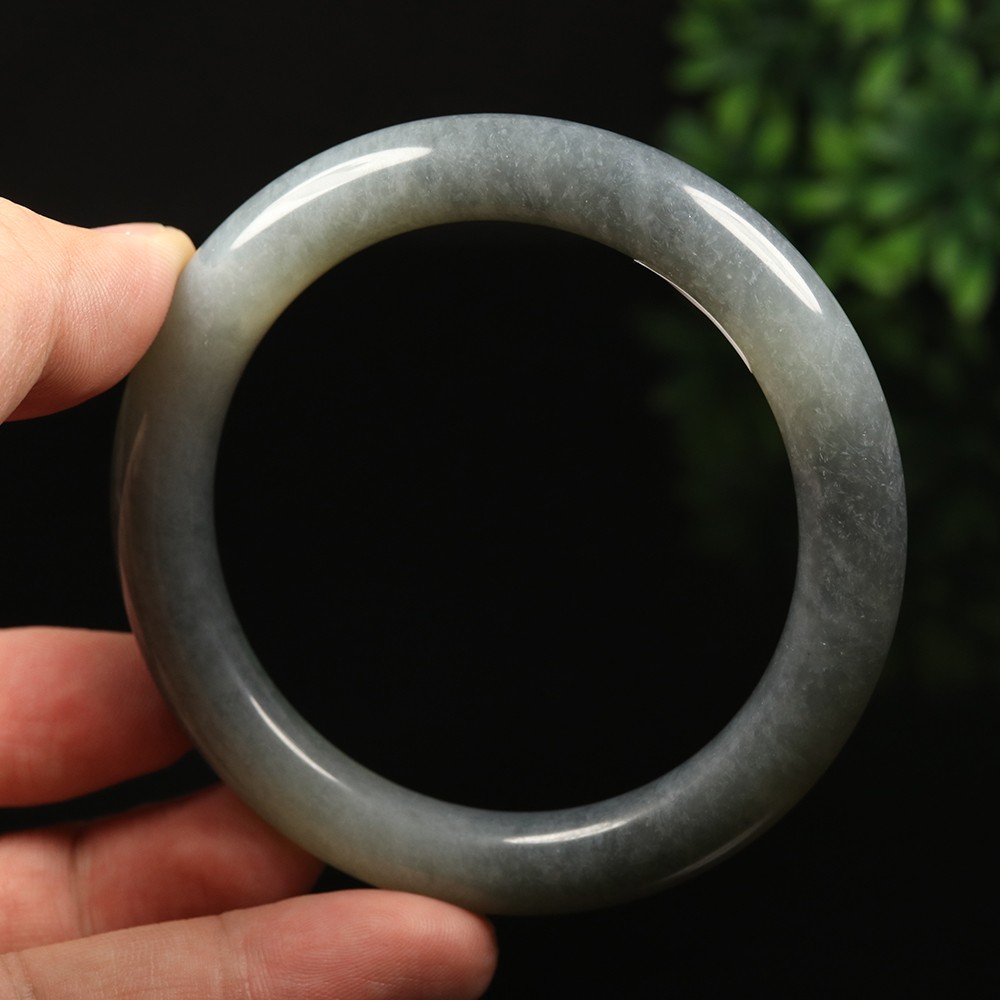 61mm Certified 100% Natural Grade A Black Green Xiu Jade Bangle Bracelet 12533