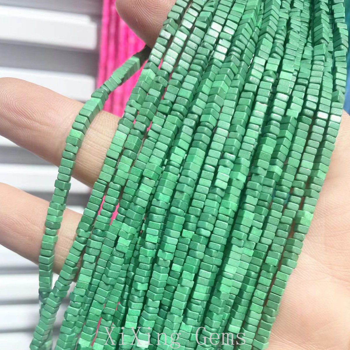 1x2mm Malachite Color Turquoise Flat Square Disc Spacer Beads for Jewelry Making