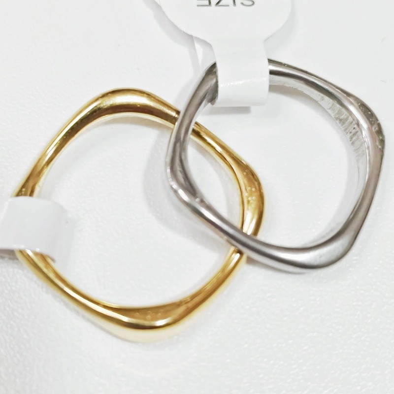 36Pcs Inner Round Outer Square Stainless Rings Stackable Unisex Two Tone Jewelry