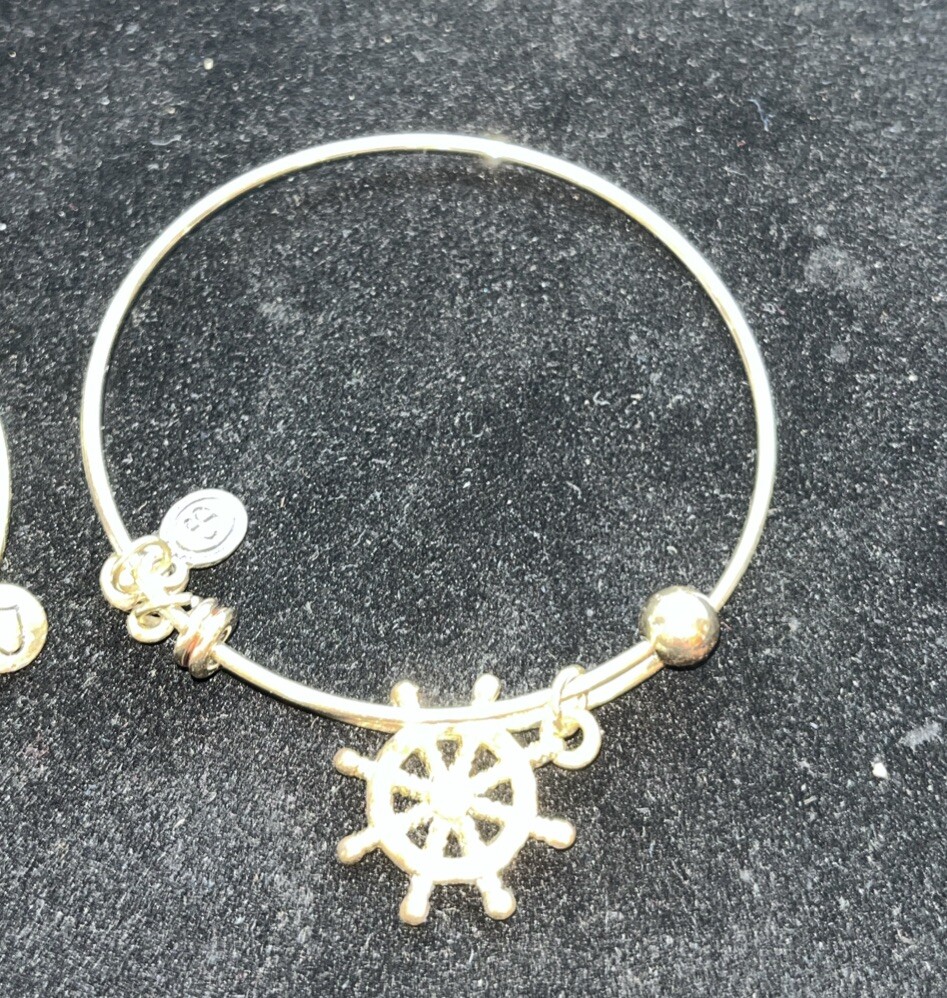 G1045~ Bella Perlina 3 Charm Bracelet Set Anchors Away Blue Beads